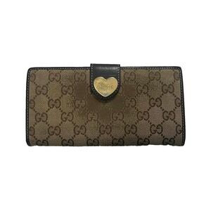 Vintage GUCCI GG Canvas Heart Long Wallet Beige Bi-Fold Monogram
